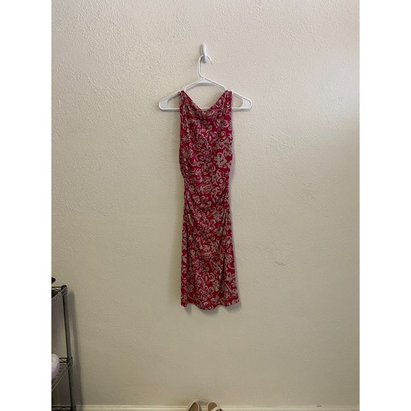 BCBG Maxazria y2k red paisley print bodycon midi dress size XS - Picture 3 of 7